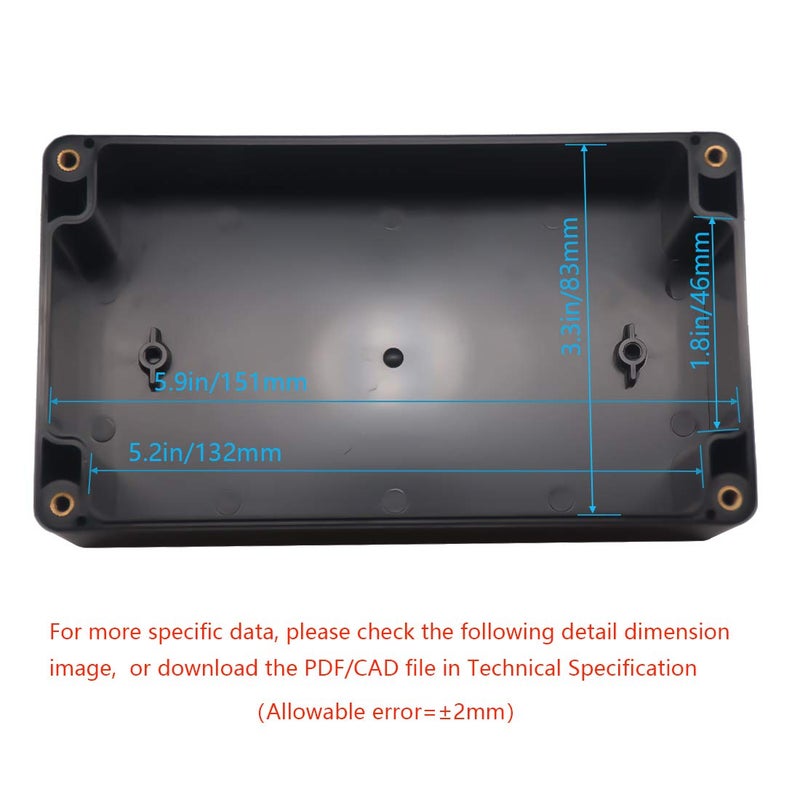 Zulkit Junction Box, Zulkit Project Box IP65 Waterproof Outdoor Box ABS Plastic Electrical Boxes Electronic Enclosure Black 6.22 x 3.54 x 2.36 inch (158 x 90 x 60 mm)(Pack of 2) - Image 5